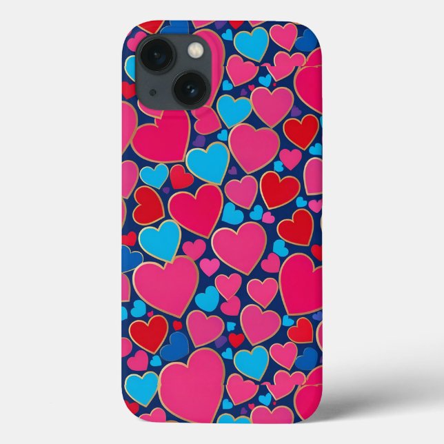 PInk 3d Herzen Case-Mate iPhone Hülle (Rückseite)