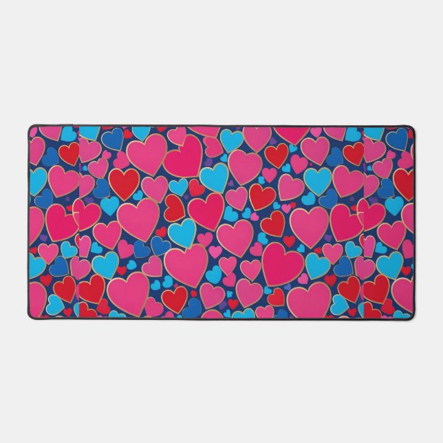 PInk 3d Herzen Schreibtischunterlage (Vorderseite)