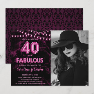 Pink 40. Geburtstag Party - 40 & Fabulous Einladung
