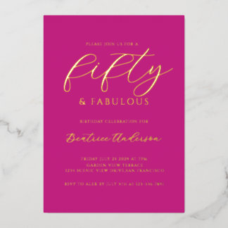 Pink 50 and Fabulous Birthday Gold Folieneinladung