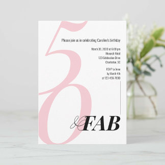 Pink 50 and Fabulous Birthday Party Invitation Einladung