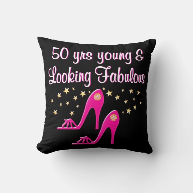 PINK 50 JAHRE JUNG UND FABULOS KISSEN (Vorderseite)