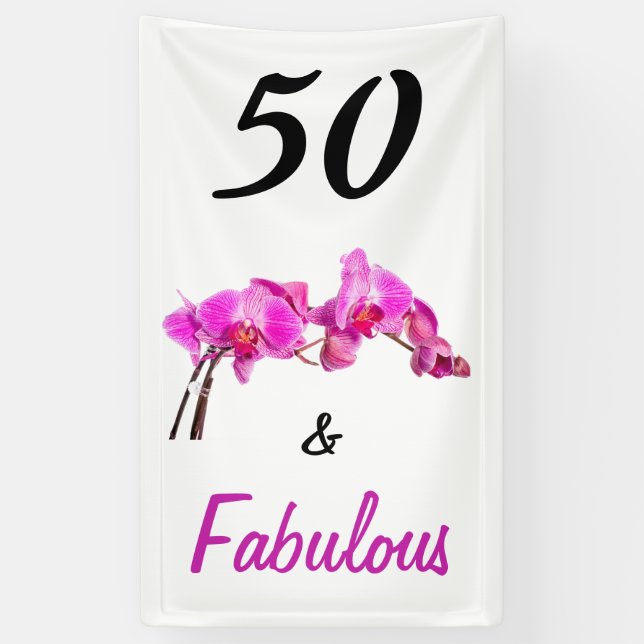 Pink 50 und fabelhafte Stolz Orchid Blume Foto Banner (Vertikal)