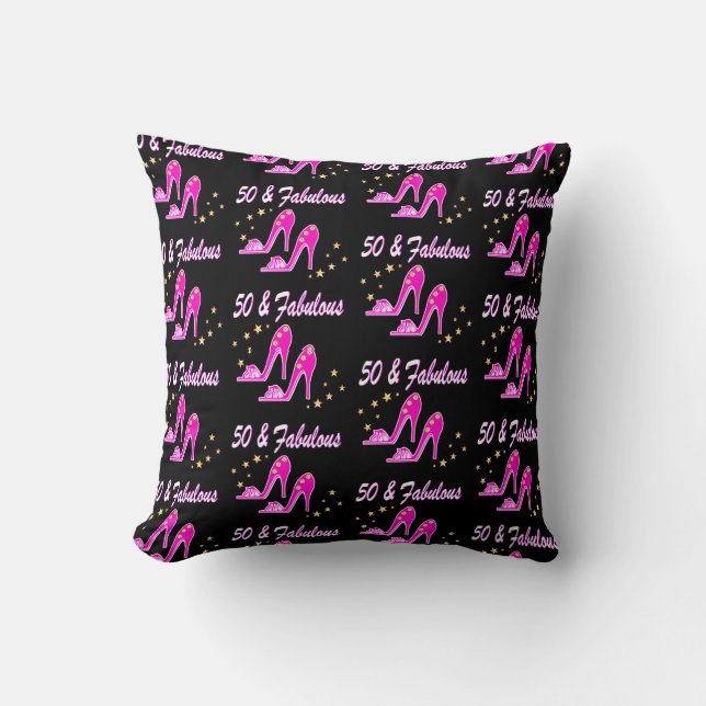 PINK 50 UND FABULOUS BIRTHDAY SHOE DESIGN KISSEN (Vorderseite)