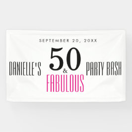 Pink 50 und Fabulous Typografie 50. Geburtstag Banner
