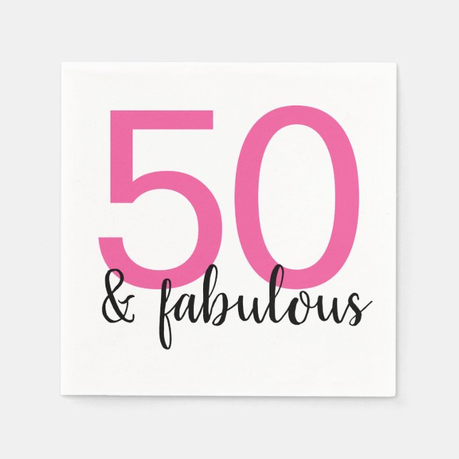 Pink 50 und Fantastische Frauenparty 50. Geburtsta Serviette (Vorderseite)