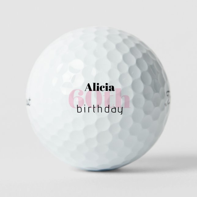 Pink 60. Geburtstag Benutzerdefinierter Name Title Golfball (Vorderseite)