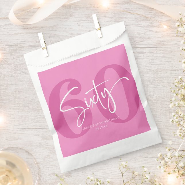 Pink 60. Sechzigste Geburtstagsparty Geschenktütchen (Ausgeschnitten)