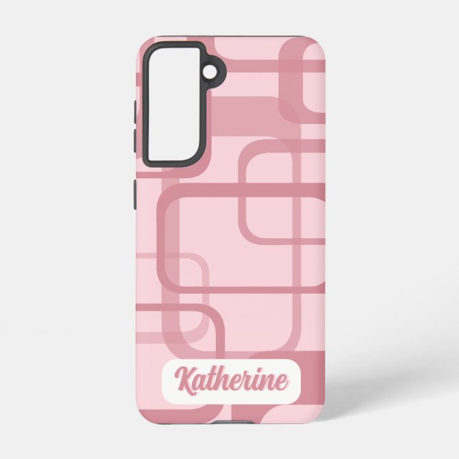 Pink 60's 70's Abstrakt Pattern Name Samsung Galaxy Hülle (Rückseite)