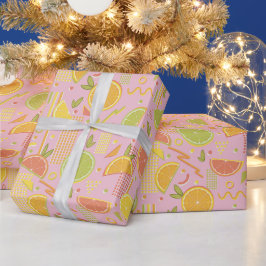 Pink 80's Citrus Fruit Slices Geschenkpapier