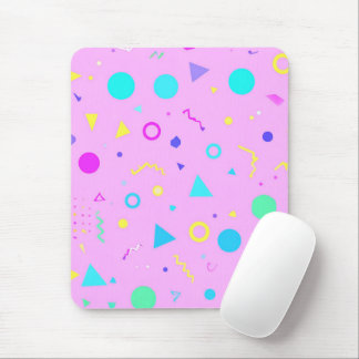 Pink 80s Memphis Geometric Pattern Mousepad