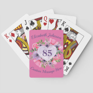 Pink 85. Geburtstag Spielkarten für Frauen