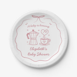 Pink A Baby Is Brewing Coffee Pappteller