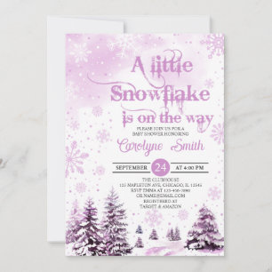 Pink A Little Snowflake Baby shower Invitation