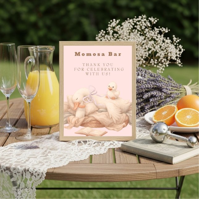 Pink A Silly Goose "Momosa" Mimosa  Table Sign  Einladung (Pink A Silly Goose "Momosa" Mimosa Table Sign)