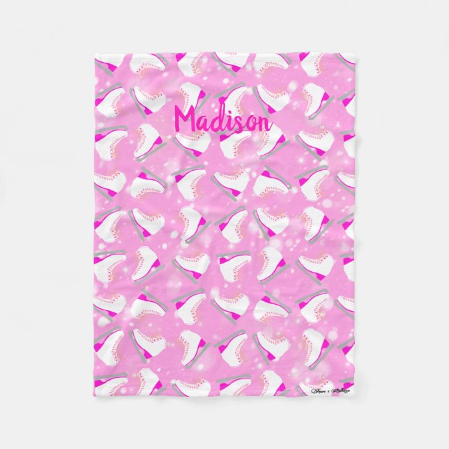 Pink Abbildung Skate Muster Niedlich Kawaii Person Fleecedecke (Vorderseite)