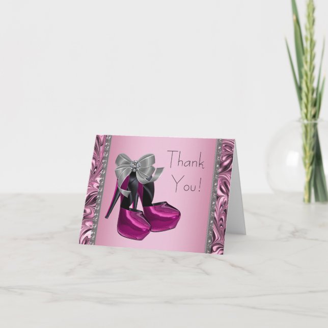 Pink-Absatz-Schuh danken Ihnen zu kardieren Dankeskarte (Vorderseite)