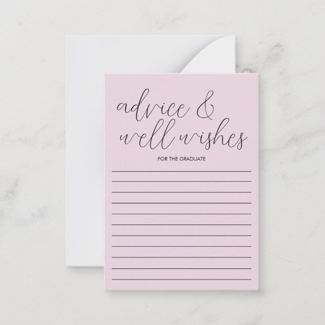 Pink Abschluss Advice Card Graduation Party Game Mitteilungskarte (Vorderseite)