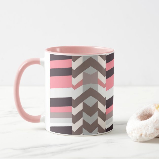 Pink Abstract Coffee Mug Tasse (Mit Donut)