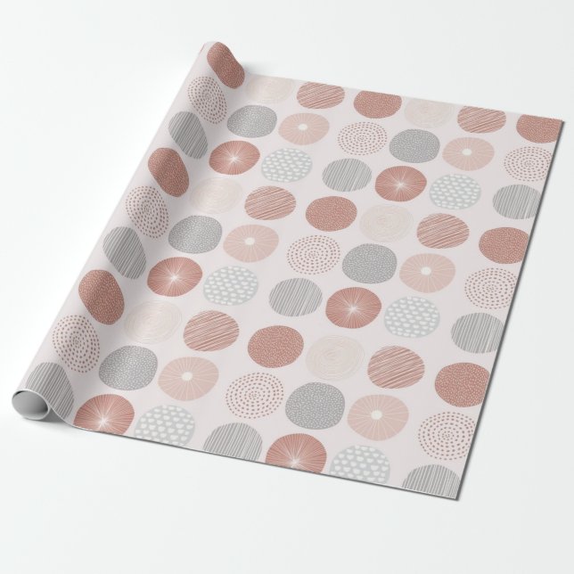 Pink Abstrakt Circle Wrapping Paper Geschenkpapier (Ungerollt)