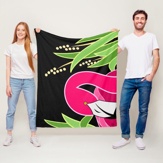 Pink Abstrakt Flamingo Fleecedecke (Beispiel)