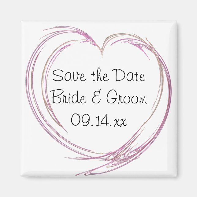 Pink Abstrakt Heart Wedding Save the Date Magnet (Vorne)