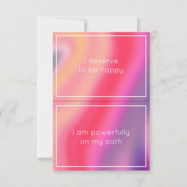 Pink Abstrakt Waves Horizontal 2 Affirmation Cards Einladung (Vorderseite)