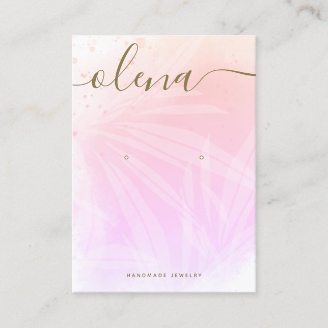 Pink Abstrakte Aquarellschrift Visitenkarte (Vorderseite)