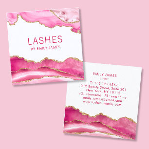 Pink Achat-Wimpernverlängerung Beauty Salon Quadratische Visitenkarte