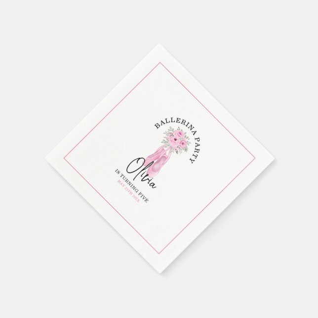 Pink Adortable Ballerina Geburtstagsparty Serviette (Ecke)