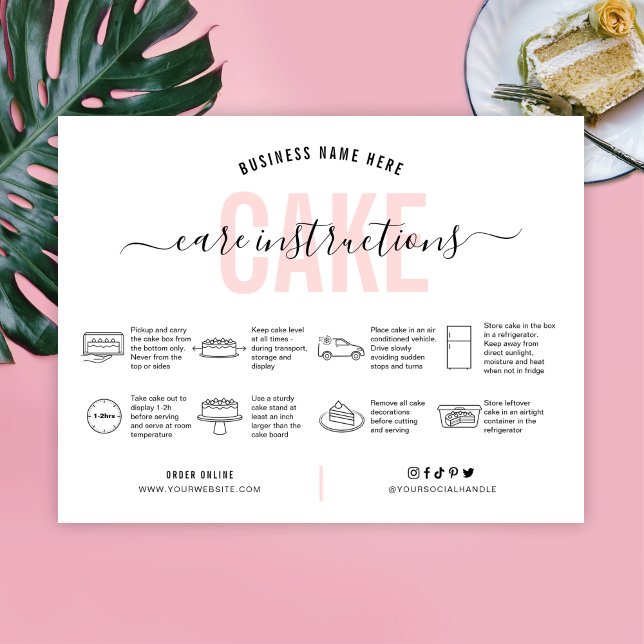 Pink Aesthetic Cake Care Card Dankeschön Karte (Von Creator hochgeladen)