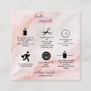 Pink Aesthetic Candle Square Business Card Quadratische Visitenkarte