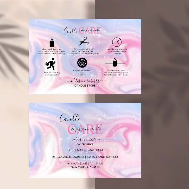 Pink Aesthetic Candle Square Business Card Visitenkarte (Von Creator hochgeladen)