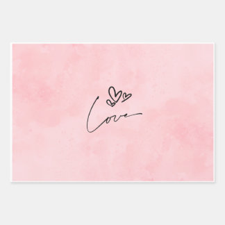 Pink Aesthetic Love Wrapping Paper | Minimal Heart Geschenkpapier Set