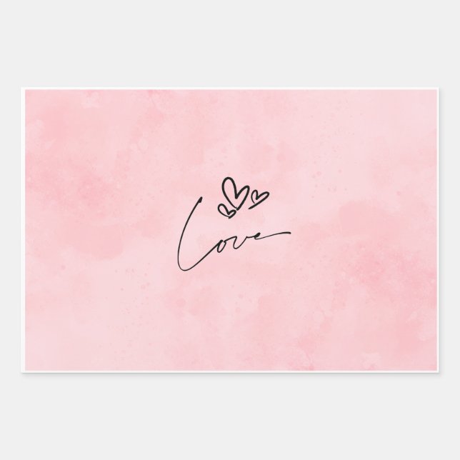 Pink Aesthetic Love Wrapping Paper | Minimal Heart Geschenkpapier Set (Vorderseite)