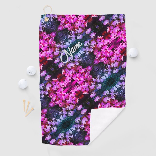 Pink African Daisy Blume Abstrakt Personalisiert Golfhandtuch (Insitu)