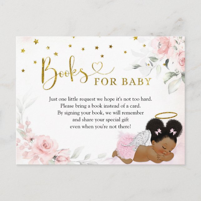 Pink Afro Angel Baby Heaven Sent Books für Baby Einladungspostkarte (Vorderseite)