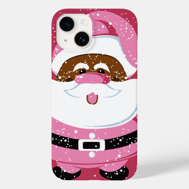 Pink Afroamerikanischer Weihnachtsmann Weihnachten Case-Mate iPhone 14 Hülle (Rückseite)