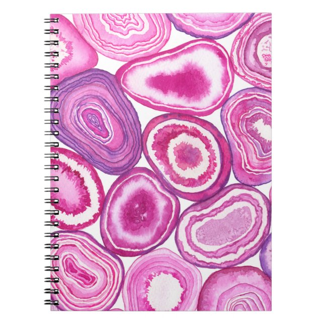 Pink agate Aquarell Notizblock (Vorderseite)