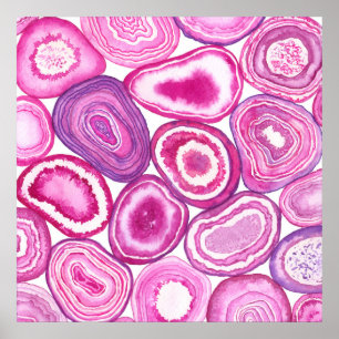 Pink agate Aquarell Poster