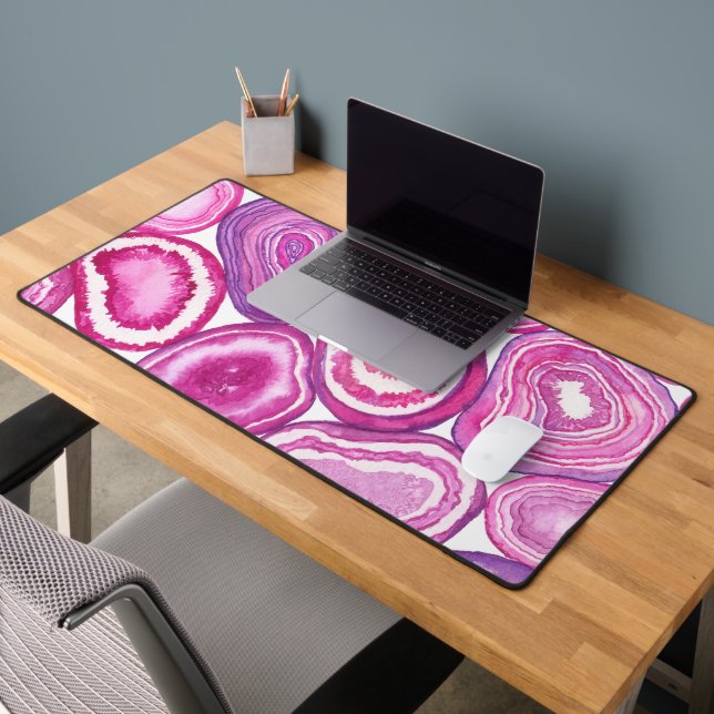Pink agate Aquarell Schreibtischunterlage (Büro 2)