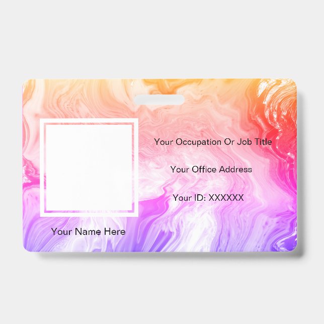Pink Agate Art Foto Text Vorlagen Mitarbeiter Abze Ausweis (Front)
