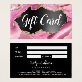 Pink Agate Black Foil Geschenkkarte