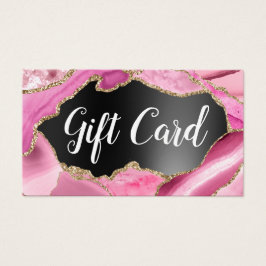 Pink Agate Black Foil Geschenkkarte