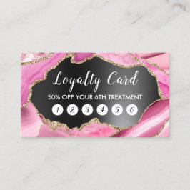 Pink agate Black-Foil-Treuekarte Visitenkarte