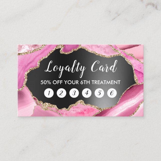 Pink agate Black-Foil-Treuekarte Visitenkarte (Vorderseite)