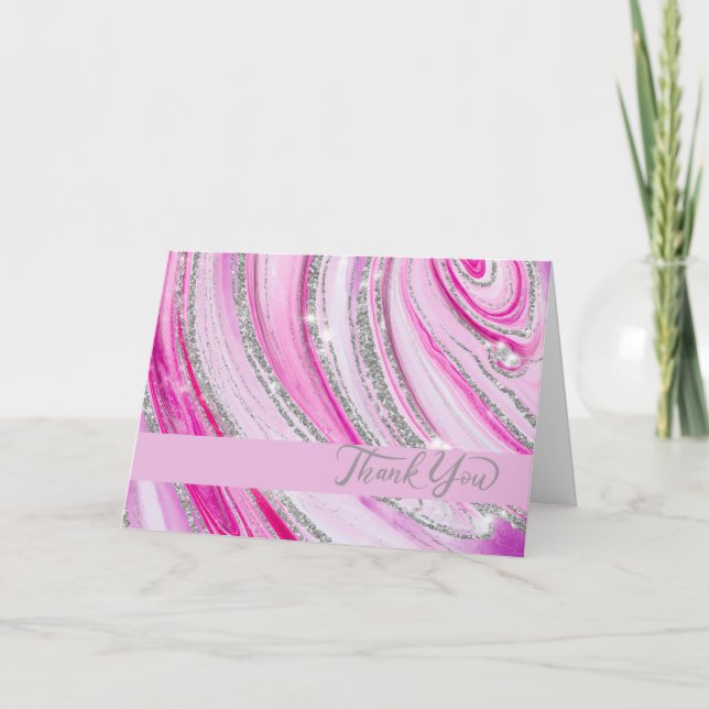 Pink Agate Dankeskarte (Vorderseite)