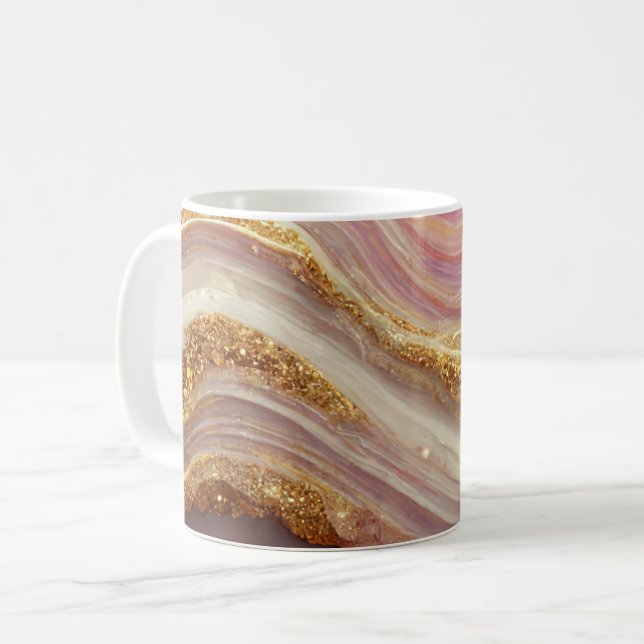 Pink Agate Geode Stone Kaffeetasse (Vorderseite Links)