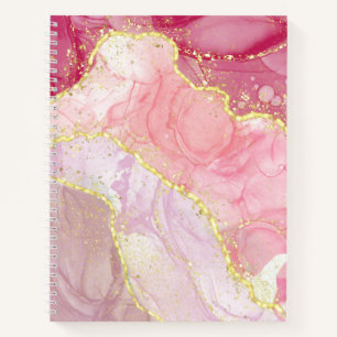 Pink Agate Gold Glitzer Marble Geode Notizbuch