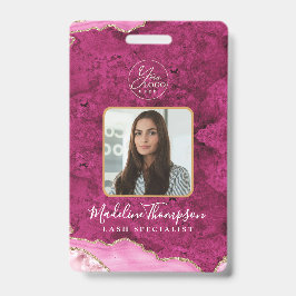 Pink Agate Marble Business Logo Company ID Ausweis
